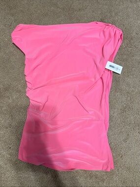 Babaton Pink Strapless Ruched Dress